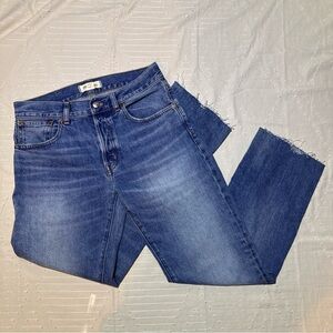 Madewell Dean Easy Straight Jeans Size 25 Distressed Raw Hem